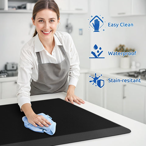 KitchenClouds non-slip bottom design keeps mats securely in place on the floor