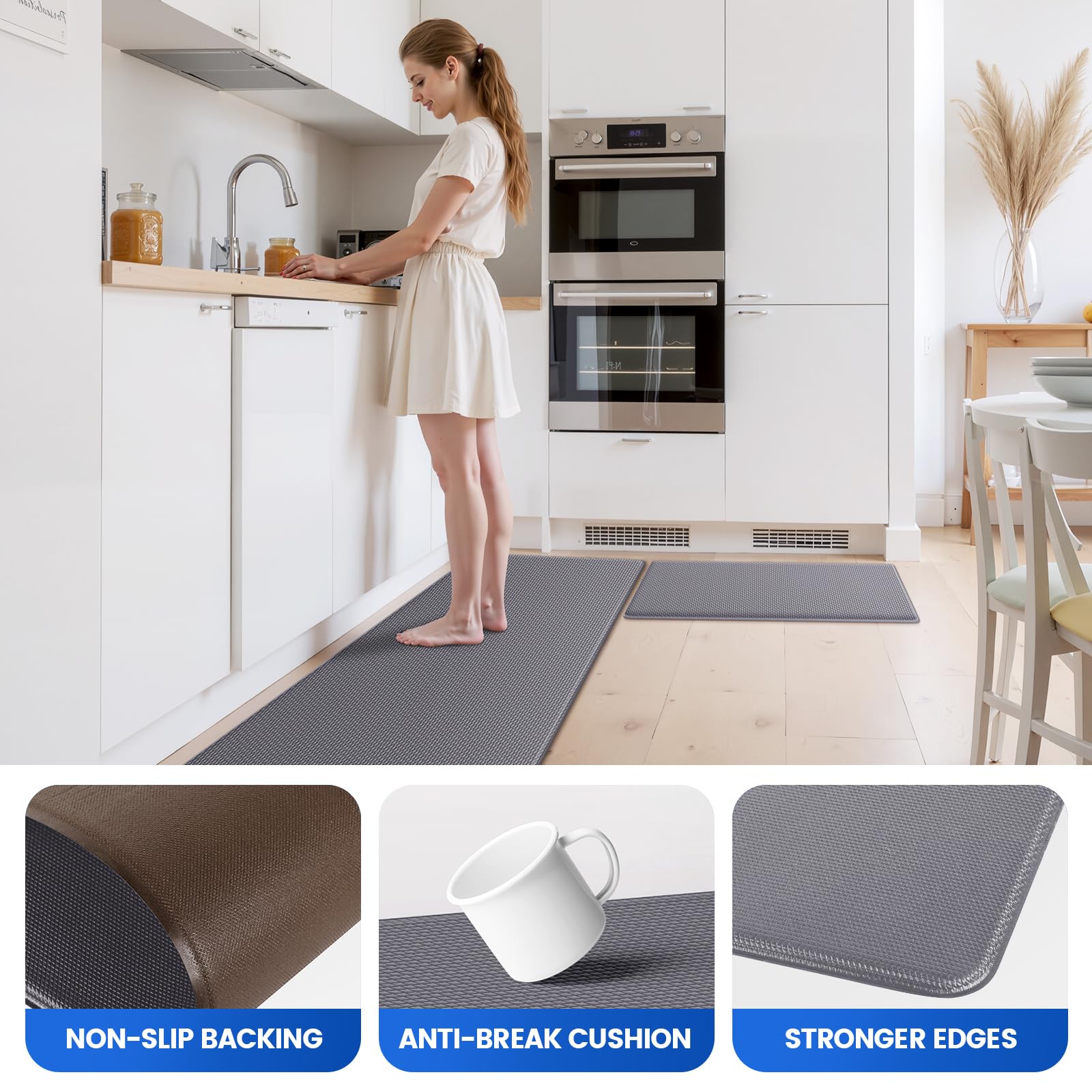 KitchenClouds Office Mat cushions standing breaks during work.