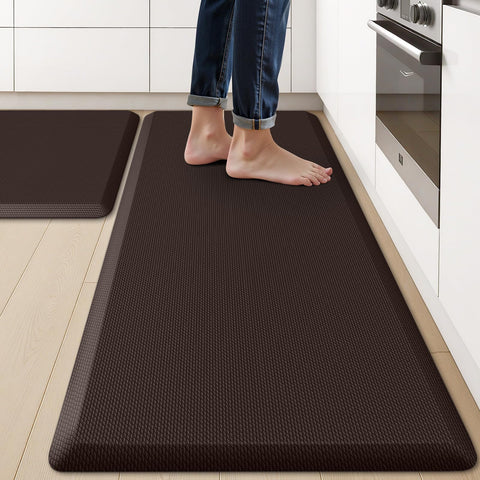 KitchenClouds two-piece kitchen mats on the floor for enhanced standing comfort.