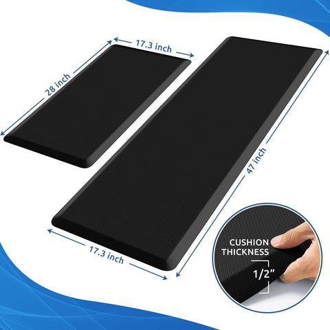 KitchenClouds wide kitchen mat provides ample standing space for prep and cleanup