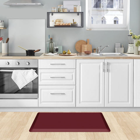 KitchenClouds wide-use mat shown in kitchen and office setups.