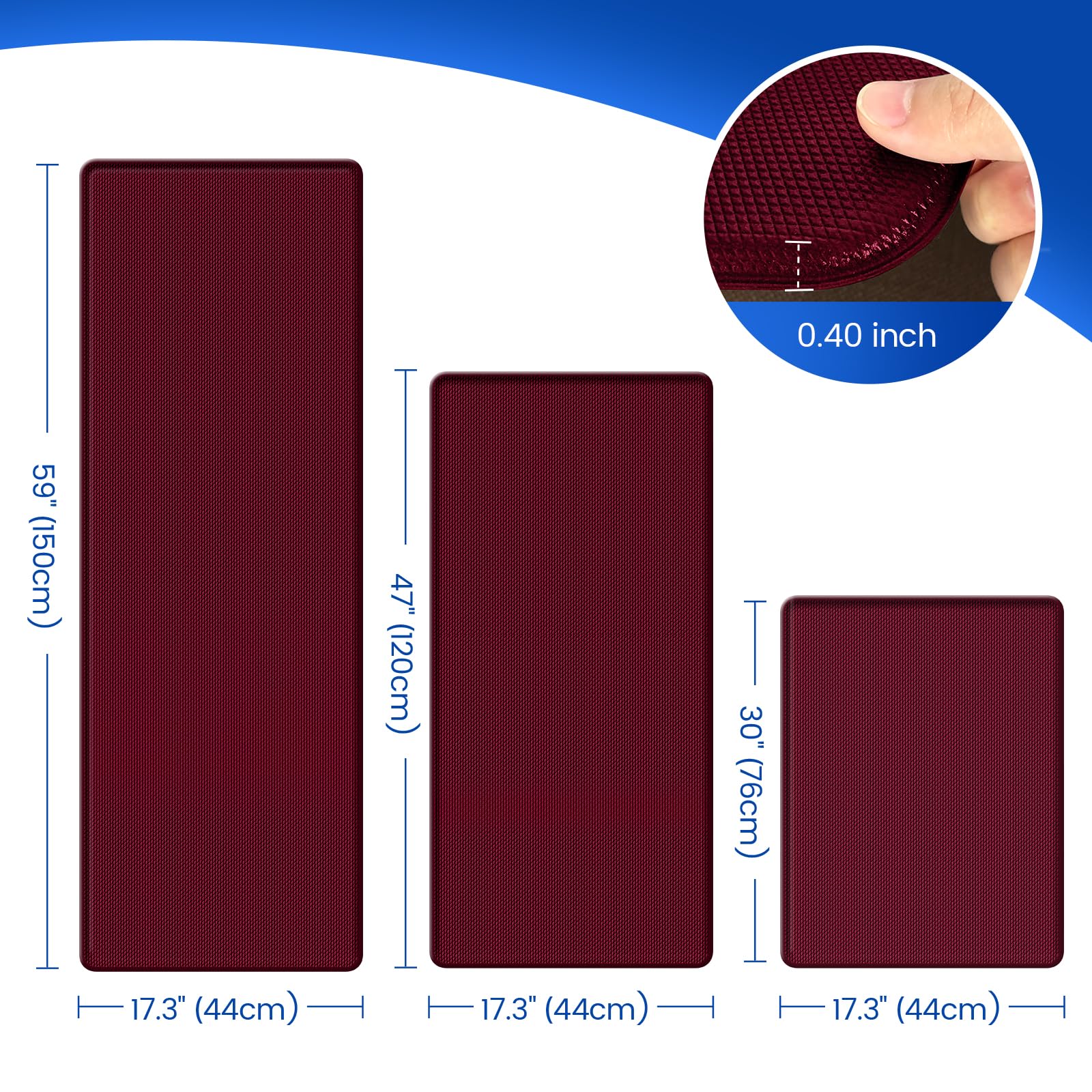KitchenClouds non-slip backing keeps mats secure on tile, wood, or ceramic floors.