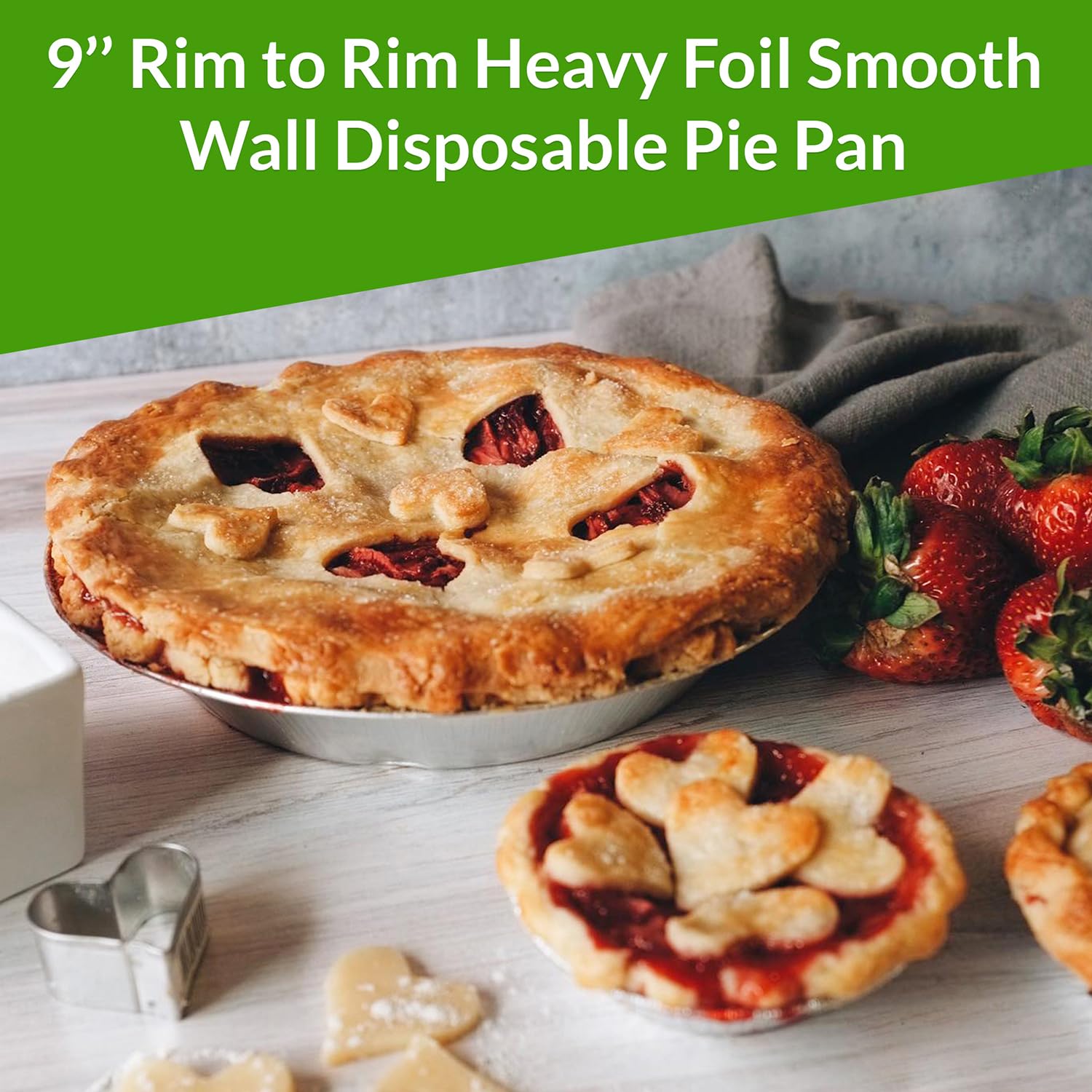 KitchenDance 9-inch round foil pan with 28-ounce capacity supports generous portions.