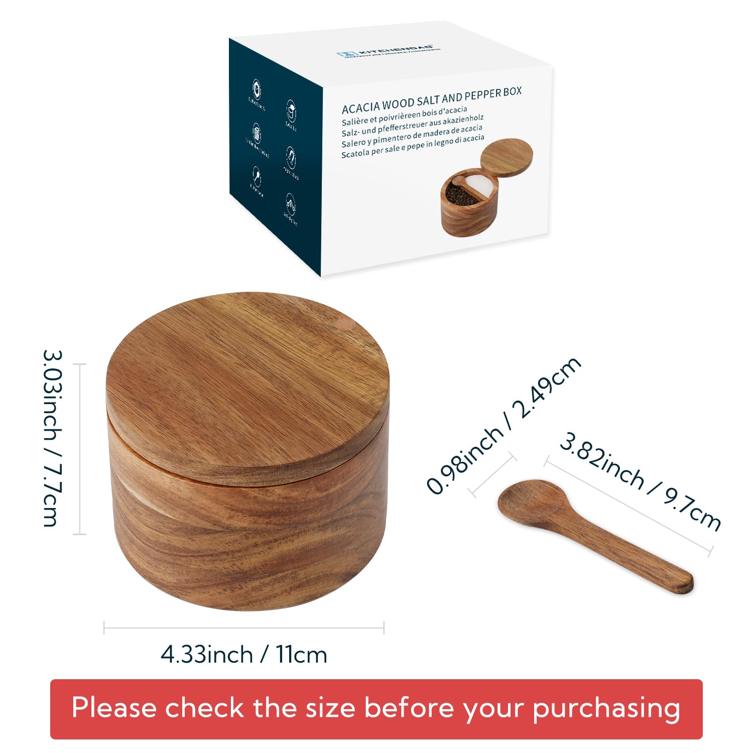 KITCHENDAO Acacia wood finish with mineral oil for safe use and natural look.