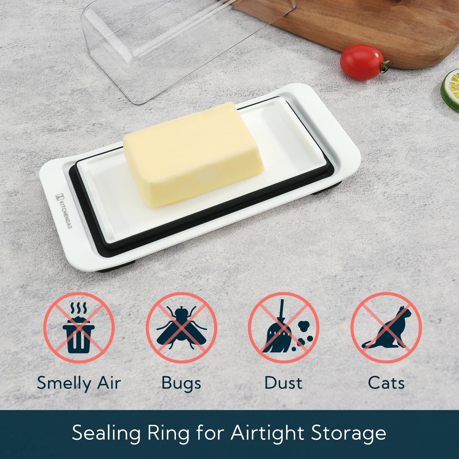 KITCHENDAO butter dish airtight seal preserving freshness and blocking odors