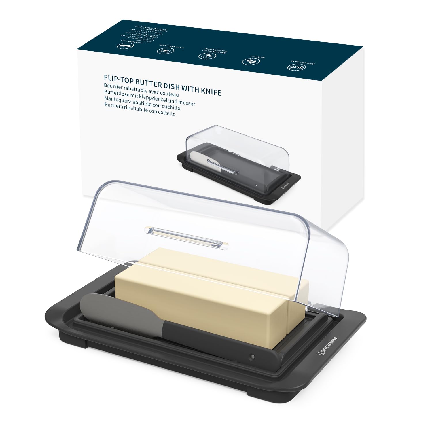 KITCHENDAO butter dish front view for stylish counter display