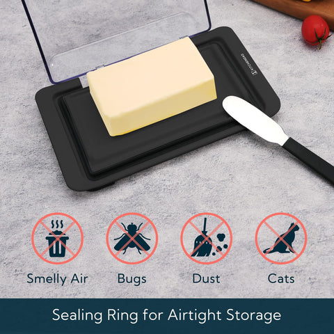 KITCHENDAO butter dish with lid off shows built-in knife slot