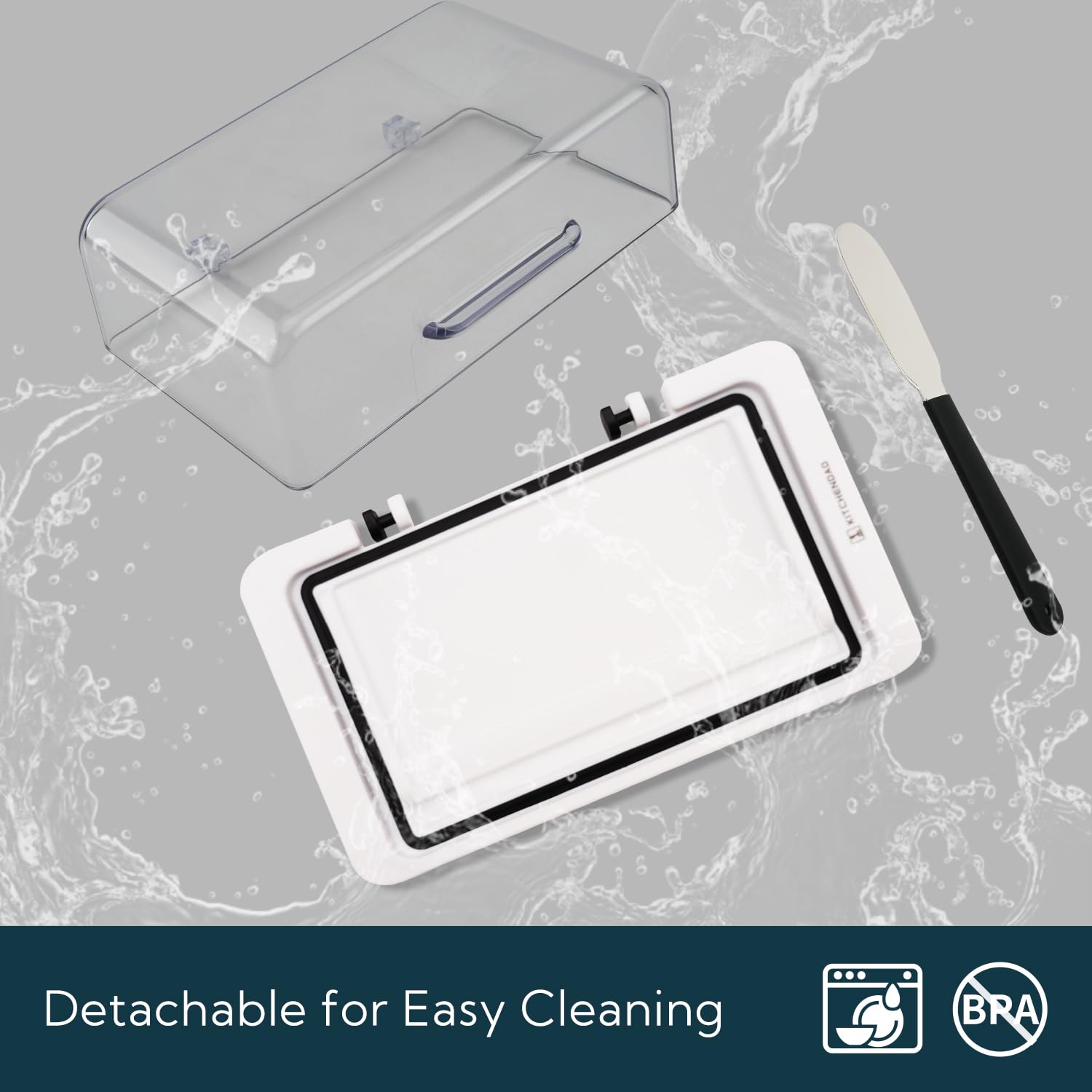 Non-slip base on KITCHENDAO butter dish prevents sliding during meal prep