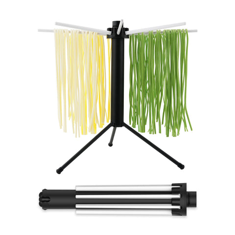 KITCHENDAO collapsible pasta drying rack folds flat for compact storage.