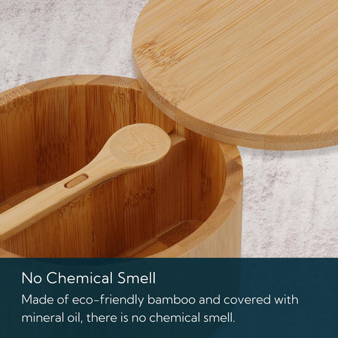 KITCHENDAO dual 7-ounce compartments keep salt and spices within reach.