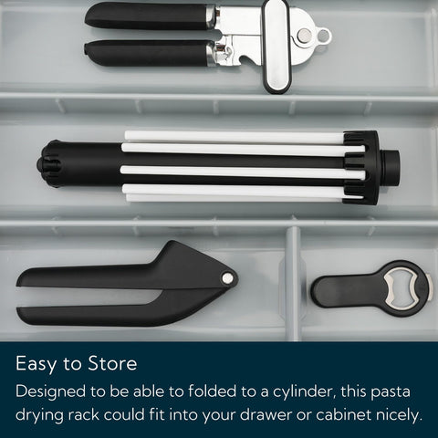 KITCHENDAO rack fits compact kitchens for organized pasta drying.