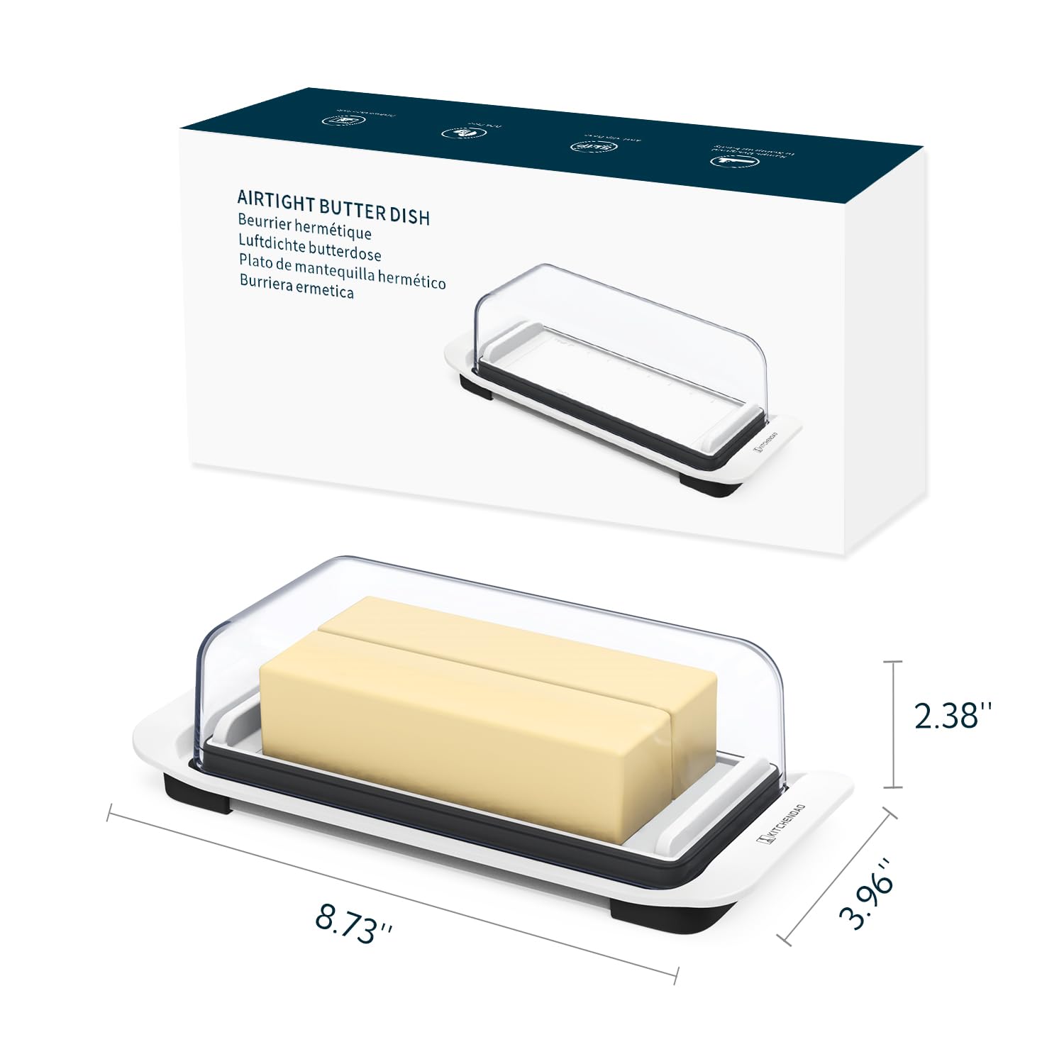 KITCHENDAO lided butter dish on counter showcasing organized butter storage