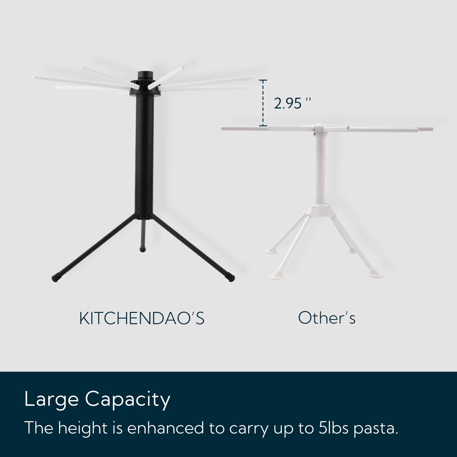 KITCHENDAO pasta drying rack with 8 rods holds up to 5lbs.