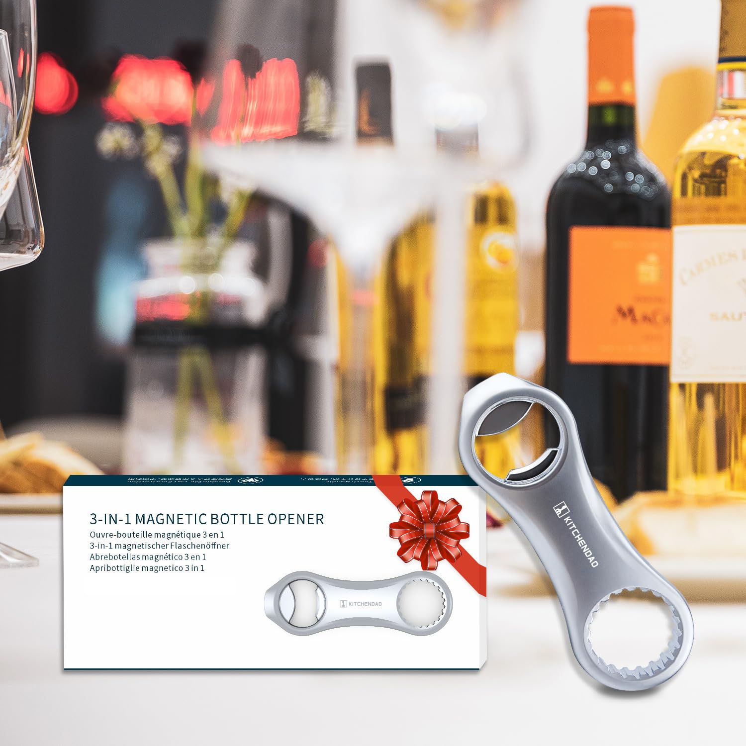 KITCHENDAO magnetic storage keeps it on your fridge for easy access.