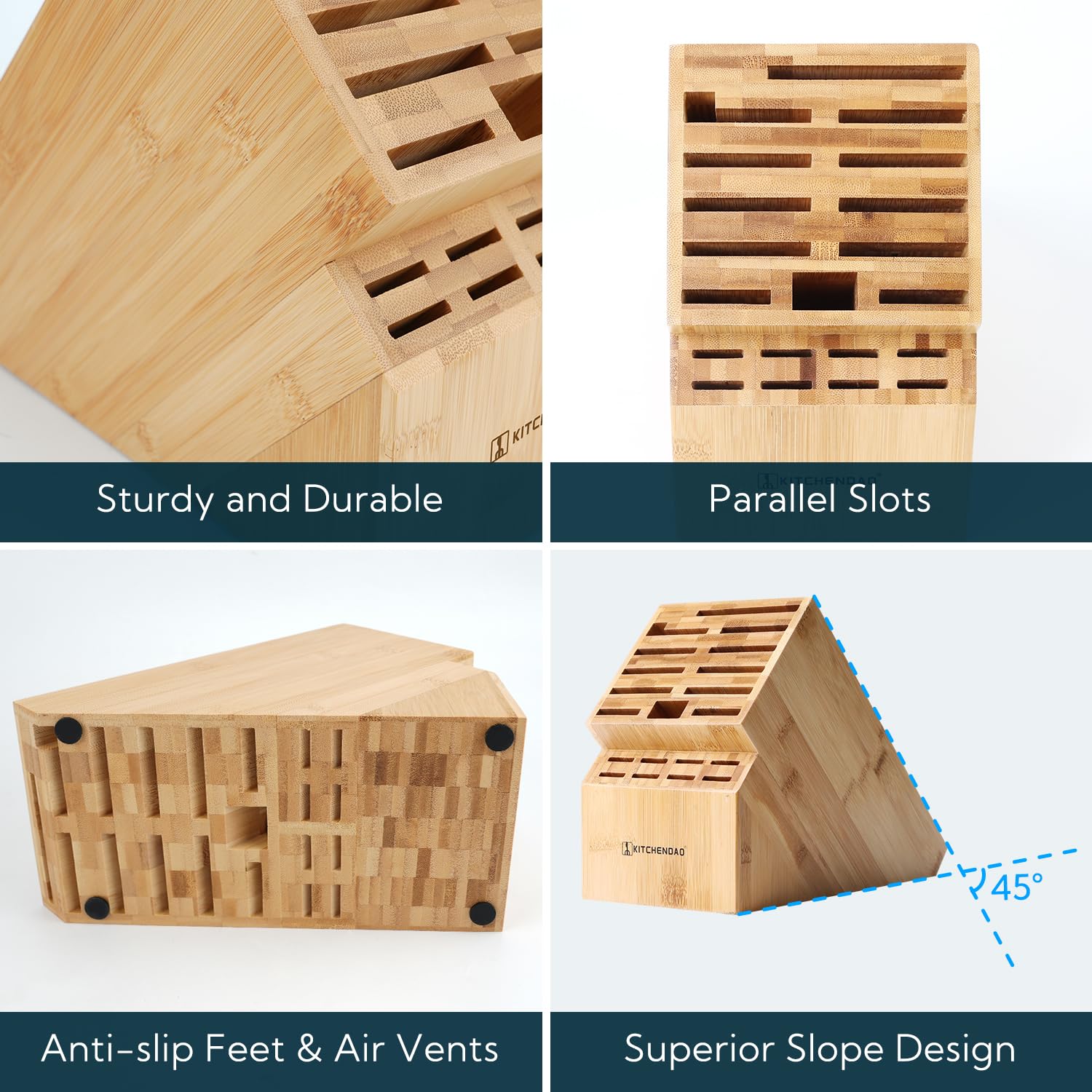 KITCHENDAO wider slots help keep blades sharp and safe