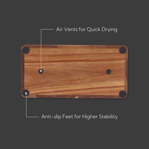 KITCHENDAO XL Acacia knife block anti-slip feet stabilize use.