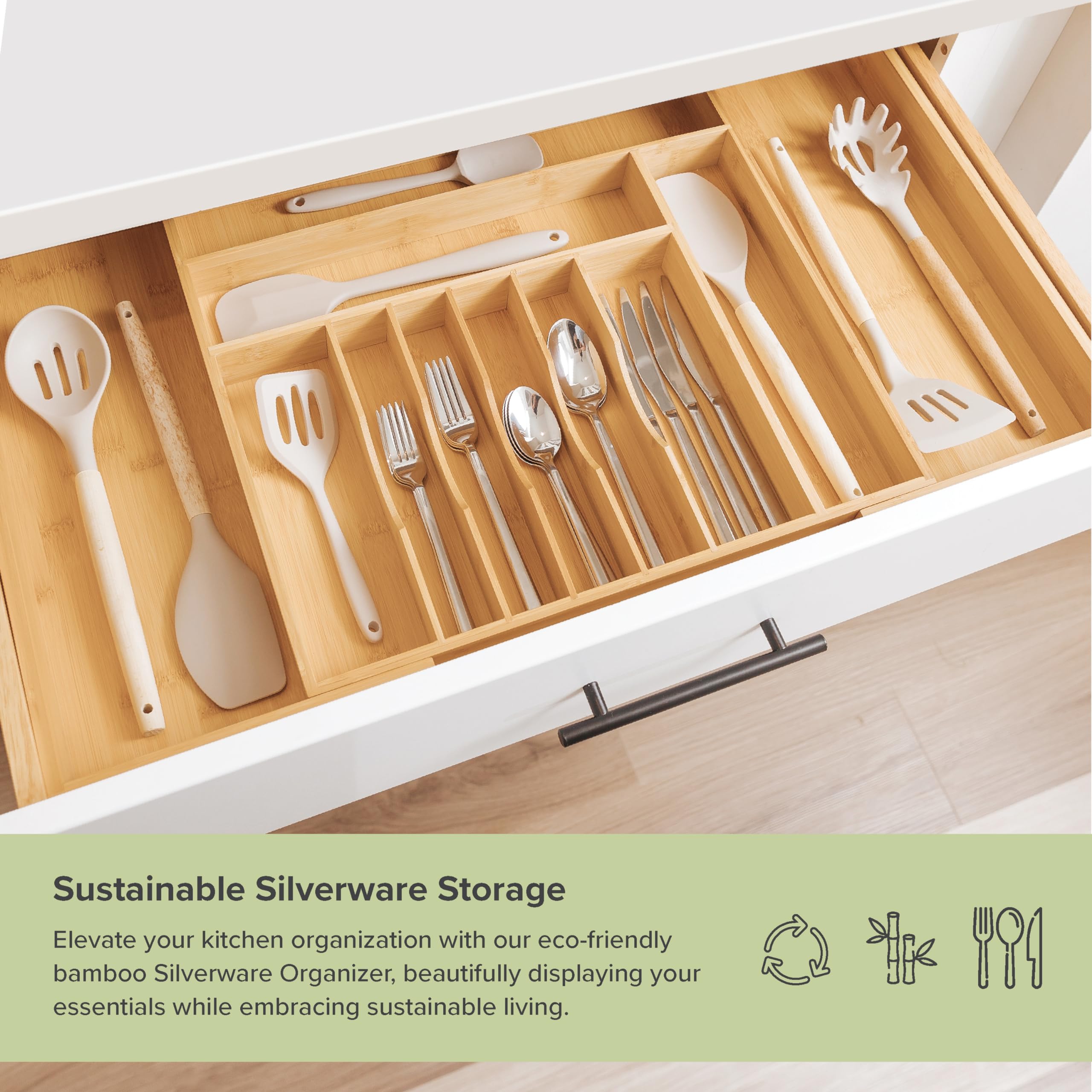 KitchenEdge deep compartments keep forks and spoons accessible at the bottom.