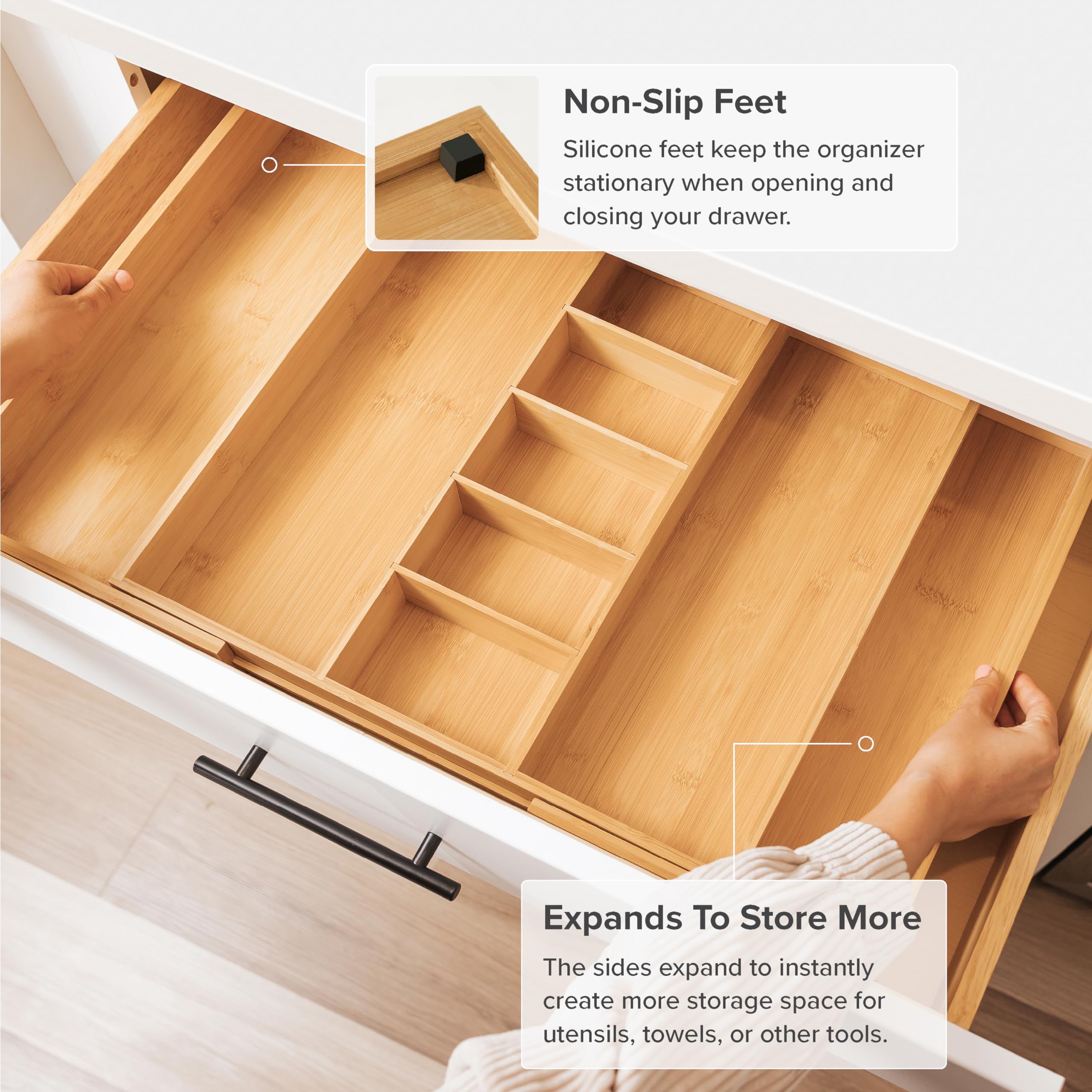 KitchenEdge detachable separators help create up to five compartments.