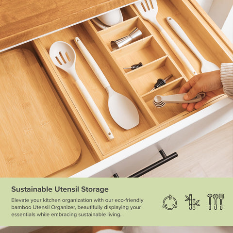 KitchenEdge non-slip feet keep the organizer stable in the drawer.