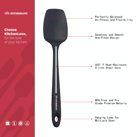 KITCHENLOVE one piece seamless spatula design emphasizes durability
