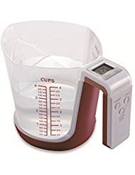 KitchenMetrics digital kitchen scale with measuring cup for precise portions and easy cleaning