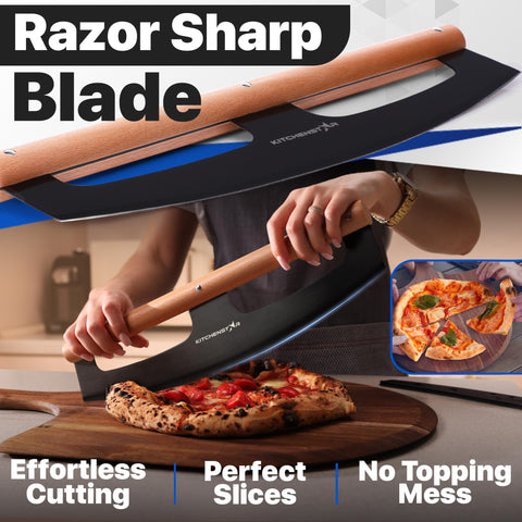KitchenStar Beech Wood Handle offers ergonomic grip for comfortable pizza prep.