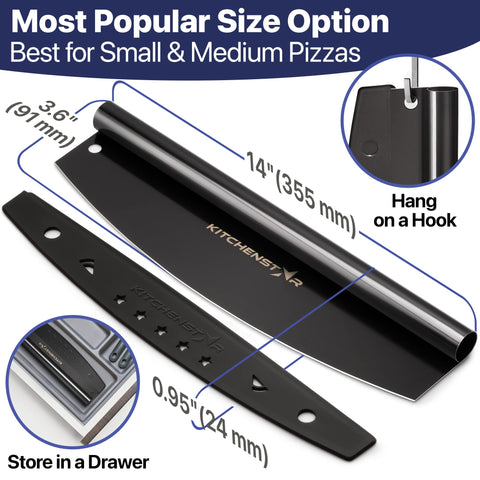 KitchenStar large pizza cutter ideal for cutting whole pies quickly