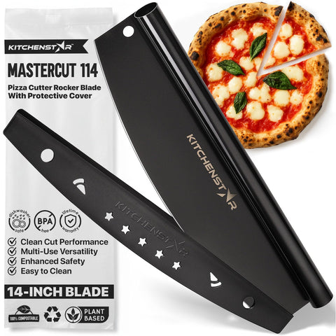 KitchenStar 14-inch rocker blade slices pizza smoothly and evenly