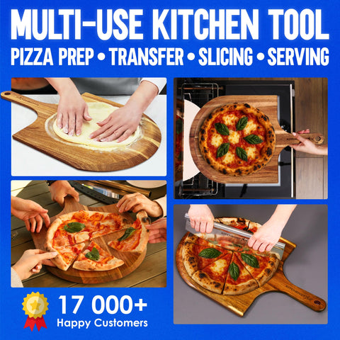 KitchenStar pizza peel with hanging loop for convenient storage
