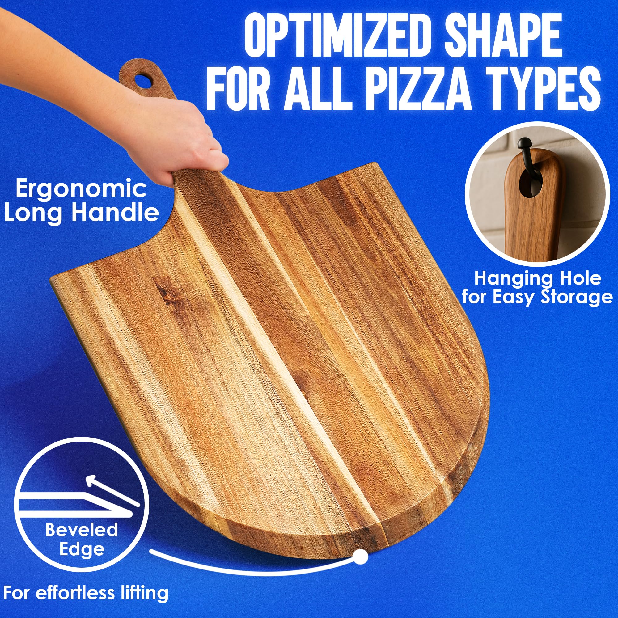 KitchenStar pizza peel doubles as a cutting board and serving plank