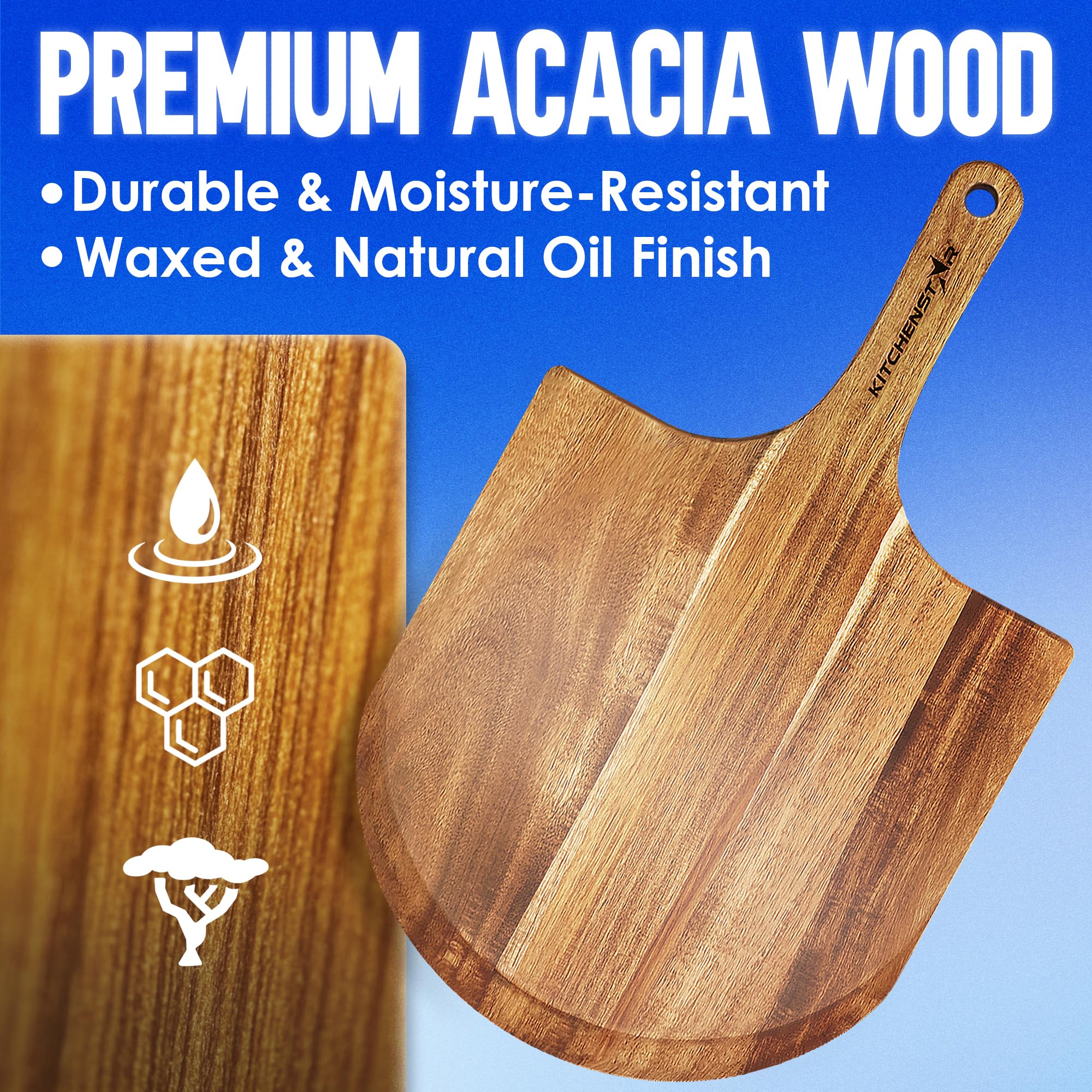 Multi-use board suitable for pizzas, bread, and charcuterie