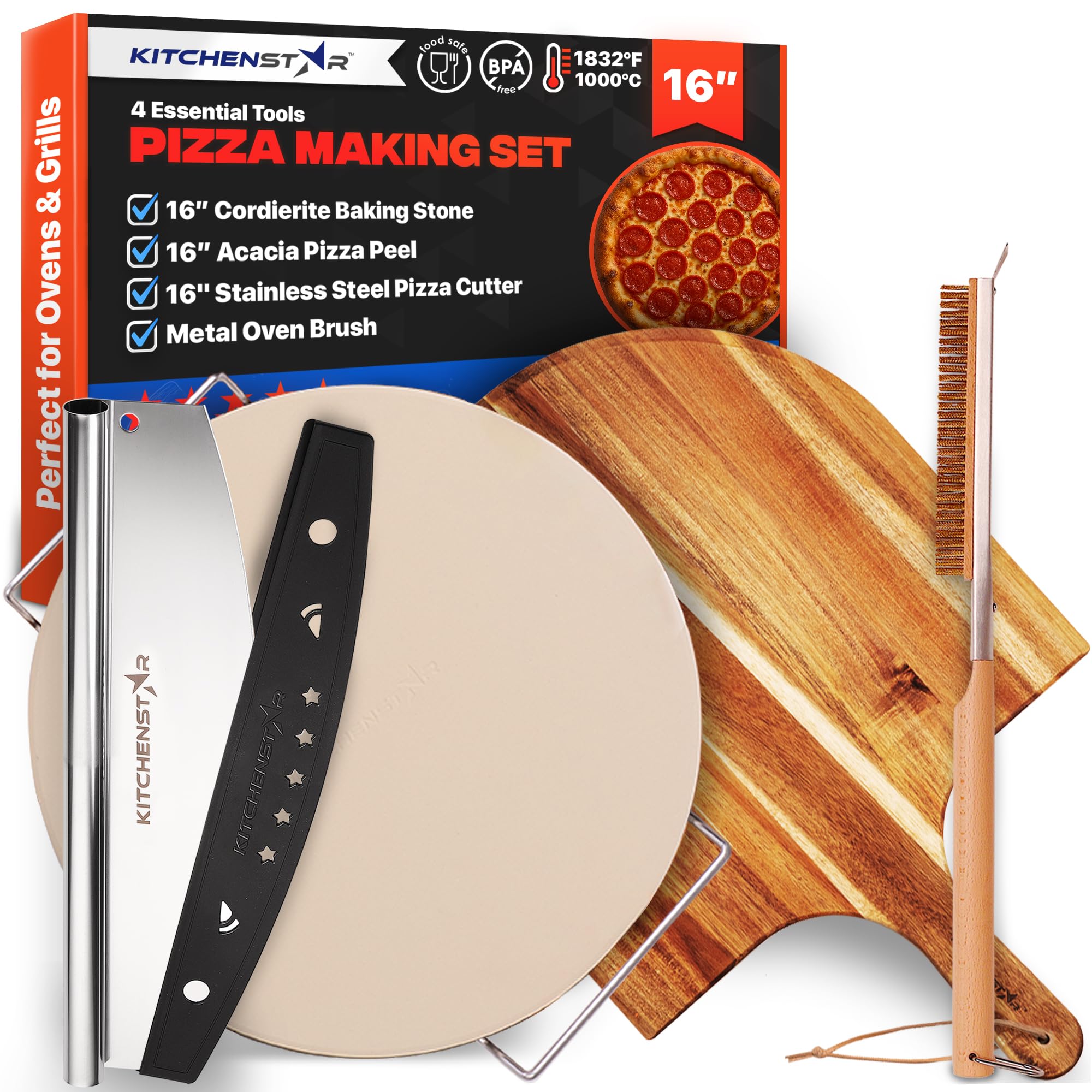 KitchenStar pizza stone 16-inch heats evenly for crisp, restaurant-style crusts.