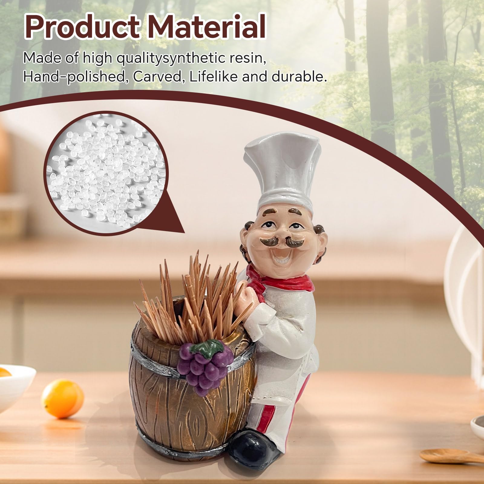 Kitchenthusiast Chef Toothpick Holder barrel design keeps toothpicks handy during appetizers.