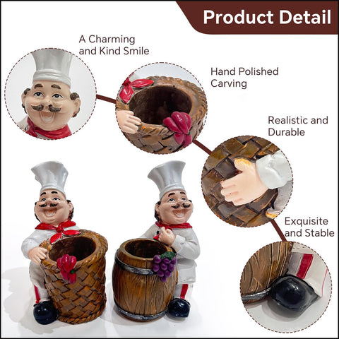 Kitchenthusiast Chef Toothpick Holder hand painted finish enhances kitchen charm.