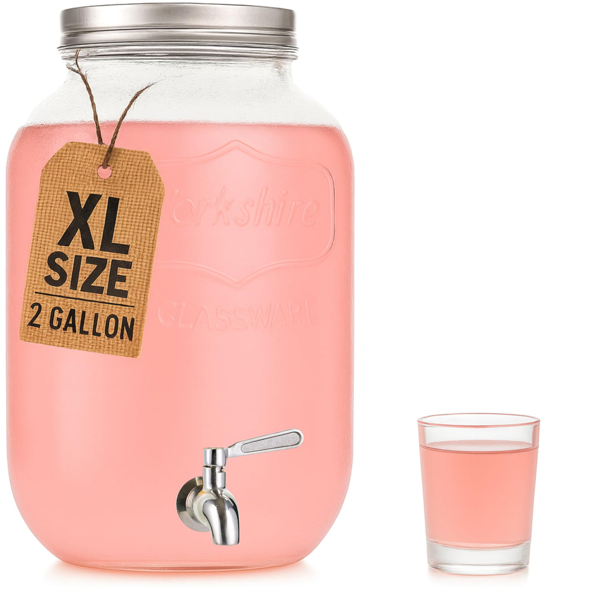 Kitchentoolz 2-gallon iced beverage dispenser in glass for easy cold drinks