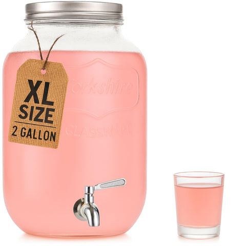 Kitchentoolz 2-gallon iced beverage dispenser in glass for easy cold drinks