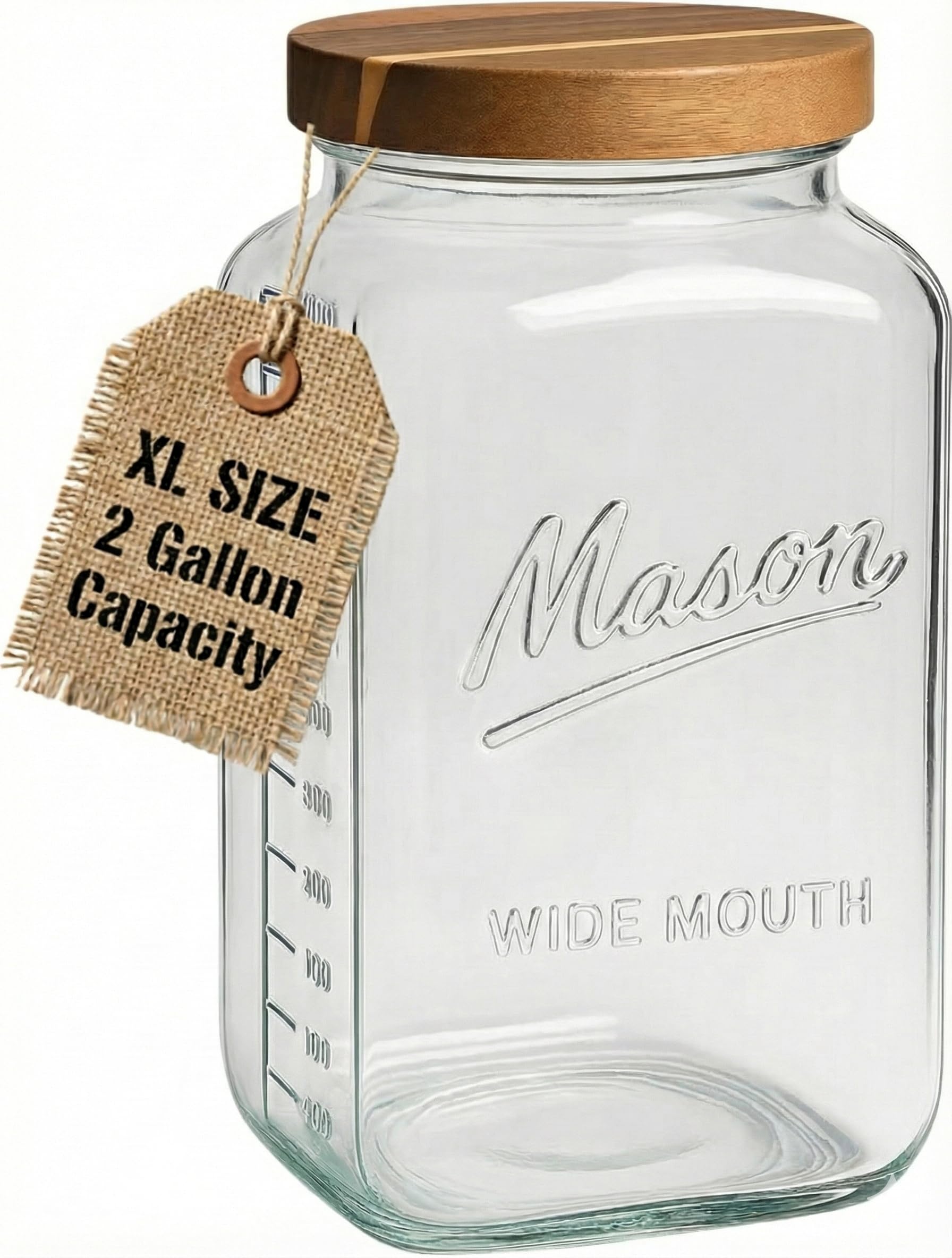 Kitchentoolz 2-gallon glass mason jar with wide mouth for easy pouring and measuring