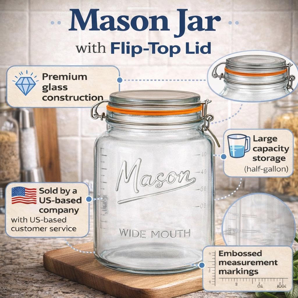 Kitchentoolz airtight lid with metal clasp and orange gasket preserves freshness.