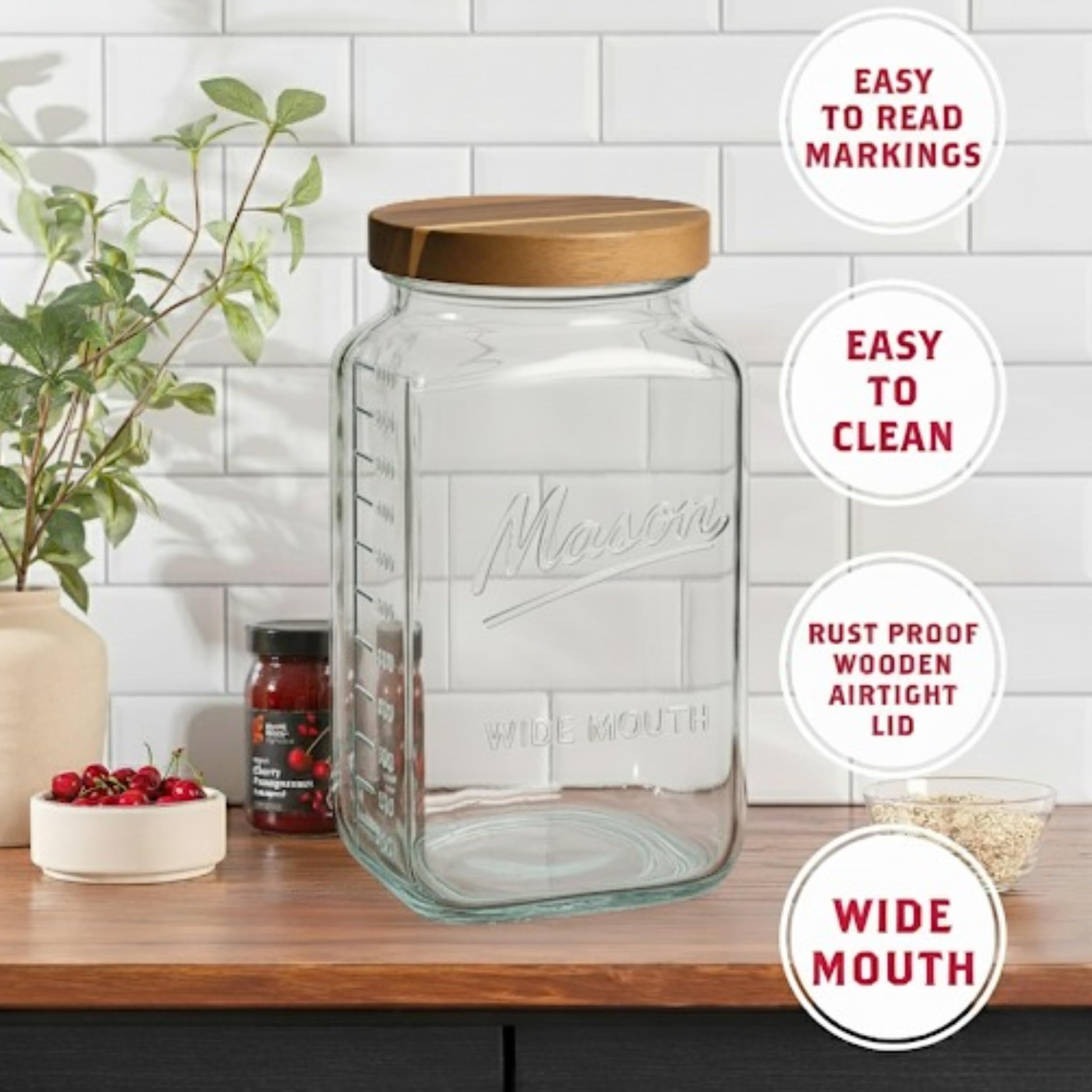 Kitchentoolz airtight wood lid seals freshness on pantry jars