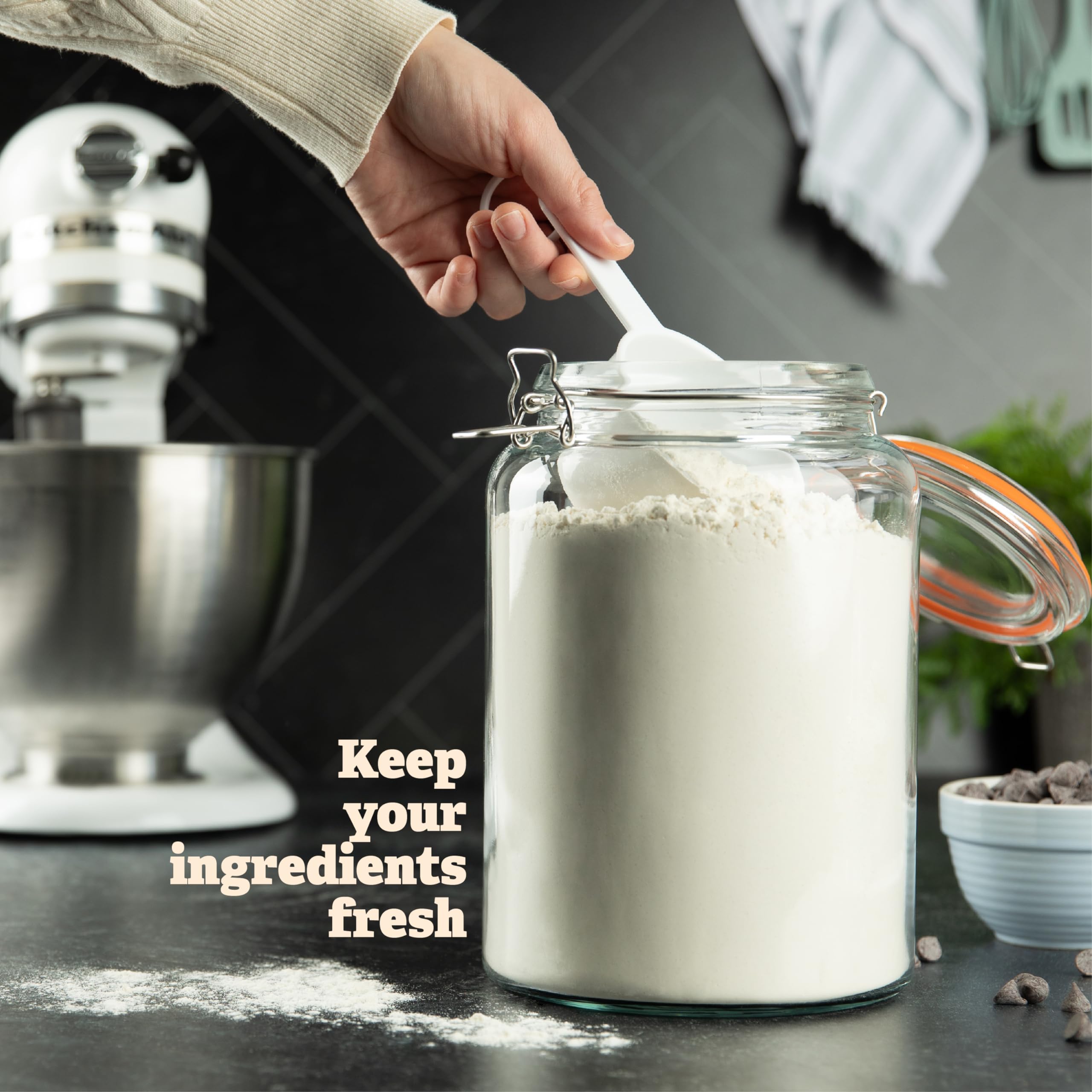 Food-grade glass container from Kitchentoolz for safe dry goods storage