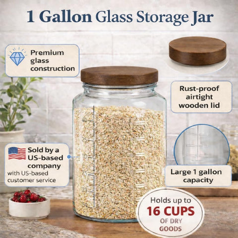 Kitchentoolz gallon jar ideal for pantry storage, canning, and bulk batches.