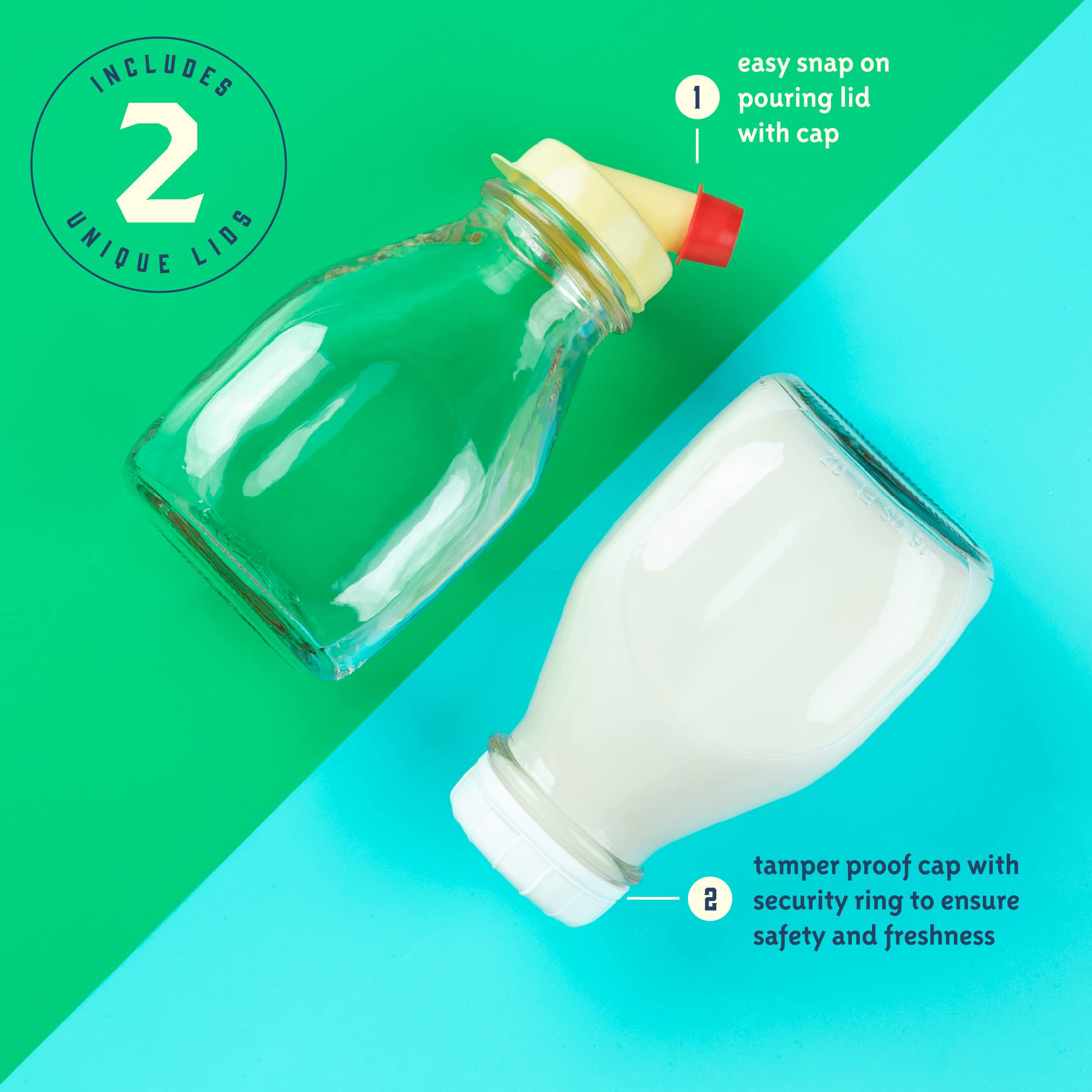 Kitchentoolz multipurpose glass bottle for dairy, juice, or syrup.