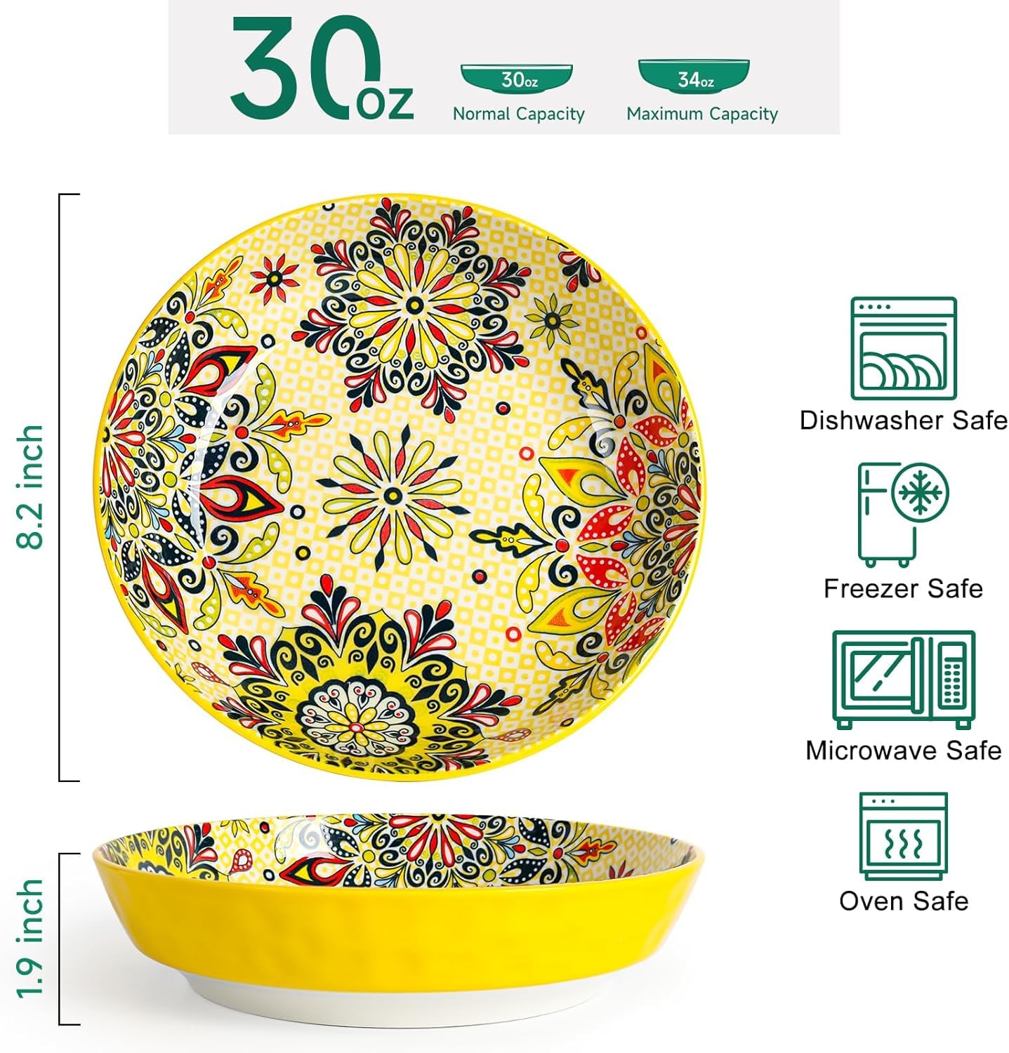 KitchenTour bohemian-pattern bowl adds decorative flair to casual dinners.