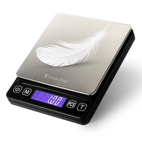KitchenTour digital kitchen scale with backlit display for easy reading in any light