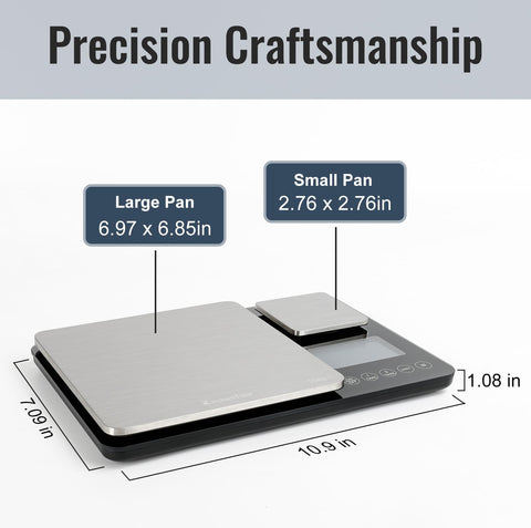 KitchenTour dual platform scale compact design saves counter space.