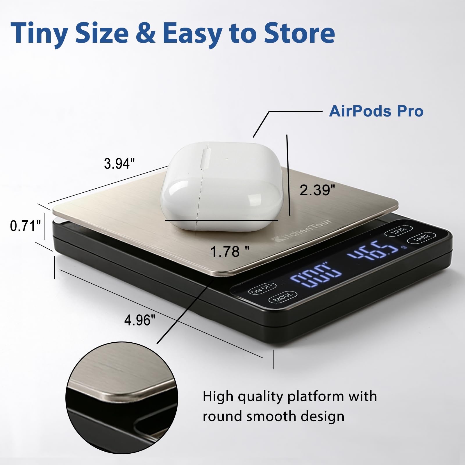 KitchenTour Nano Coffee Scale espresso mode supports consistent shots and extraction.