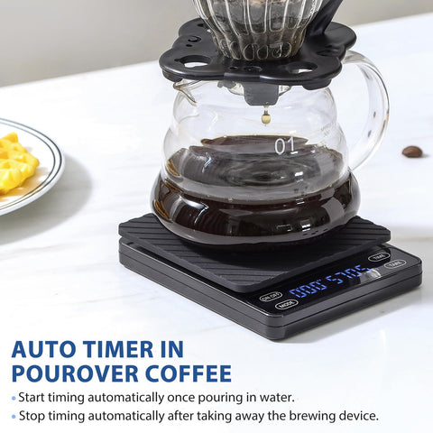 KitchenTour Nano Coffee Scale stainless steel body resists fingerprints and scratches.