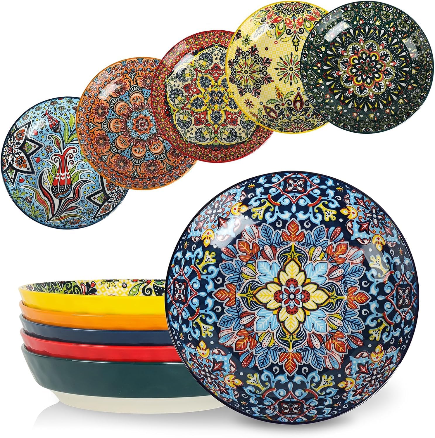 KitchenTour colorful pasta bowls with vibrant glaze brighten family meals.