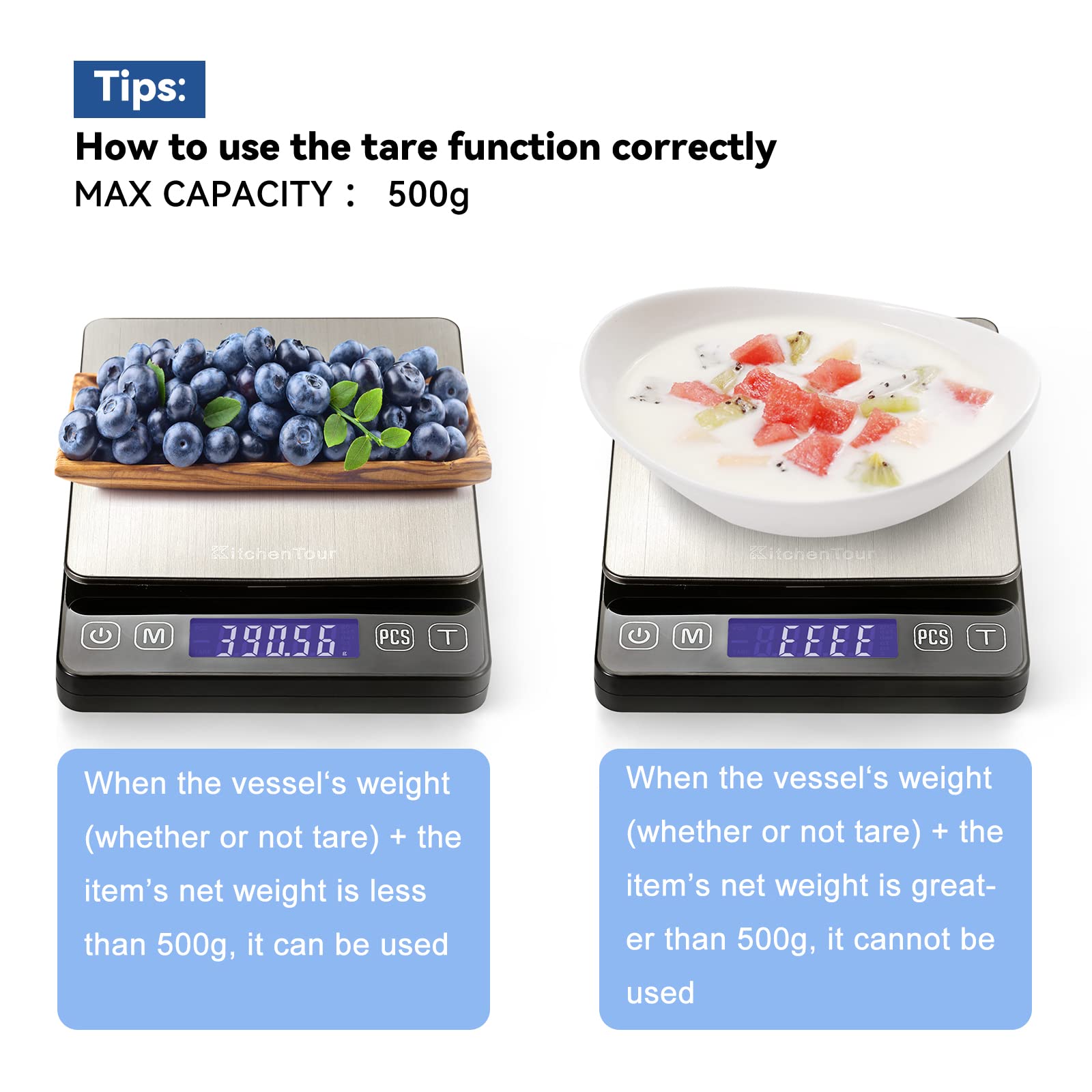 KitchenTour included trays for protection and flexible weighing