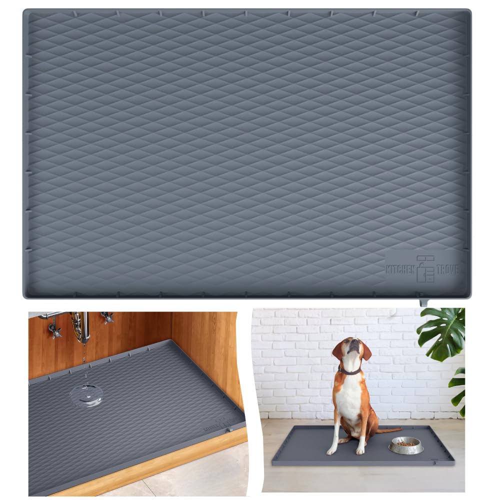 Kitchen Trove premium silicone under-sink mat shields cabinets from spills